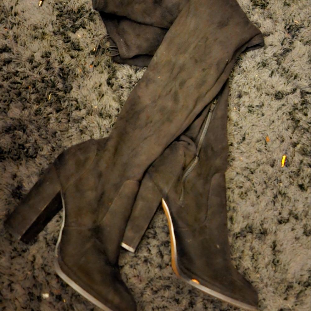 Black Suede Thigh High Boots
